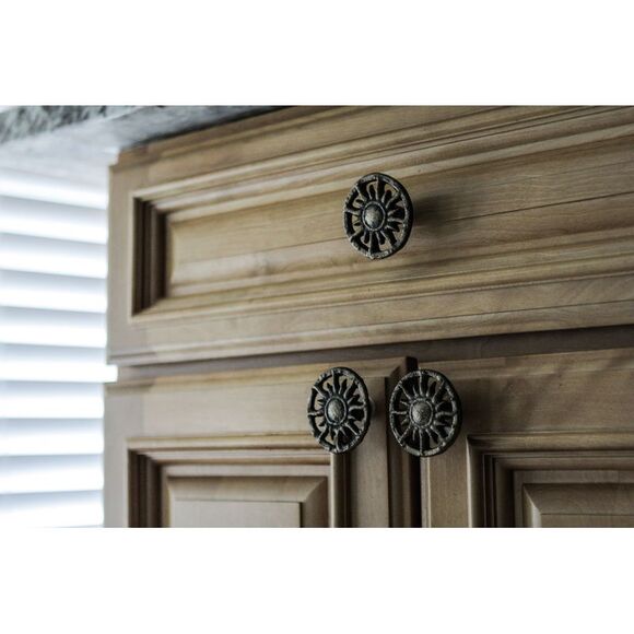 Set of 6 Antique Golden Sun Cast Iron Drawer Pulls Cabinet Knob Home Decor - Picture 8 of 10